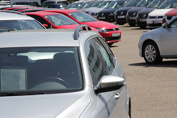 cars on a used car market stock photo