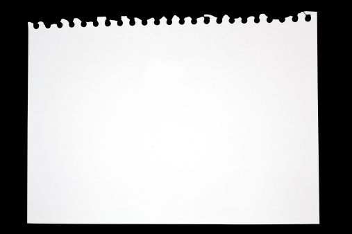 Torn Sheet of Paper From Drawing book on black background,  file includes a excellent clipping path