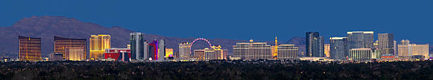 Las Vegas City Skyline at Night Panorama stock photo