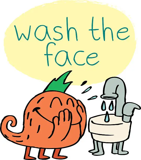 Vector illustration of Monster Washing Face