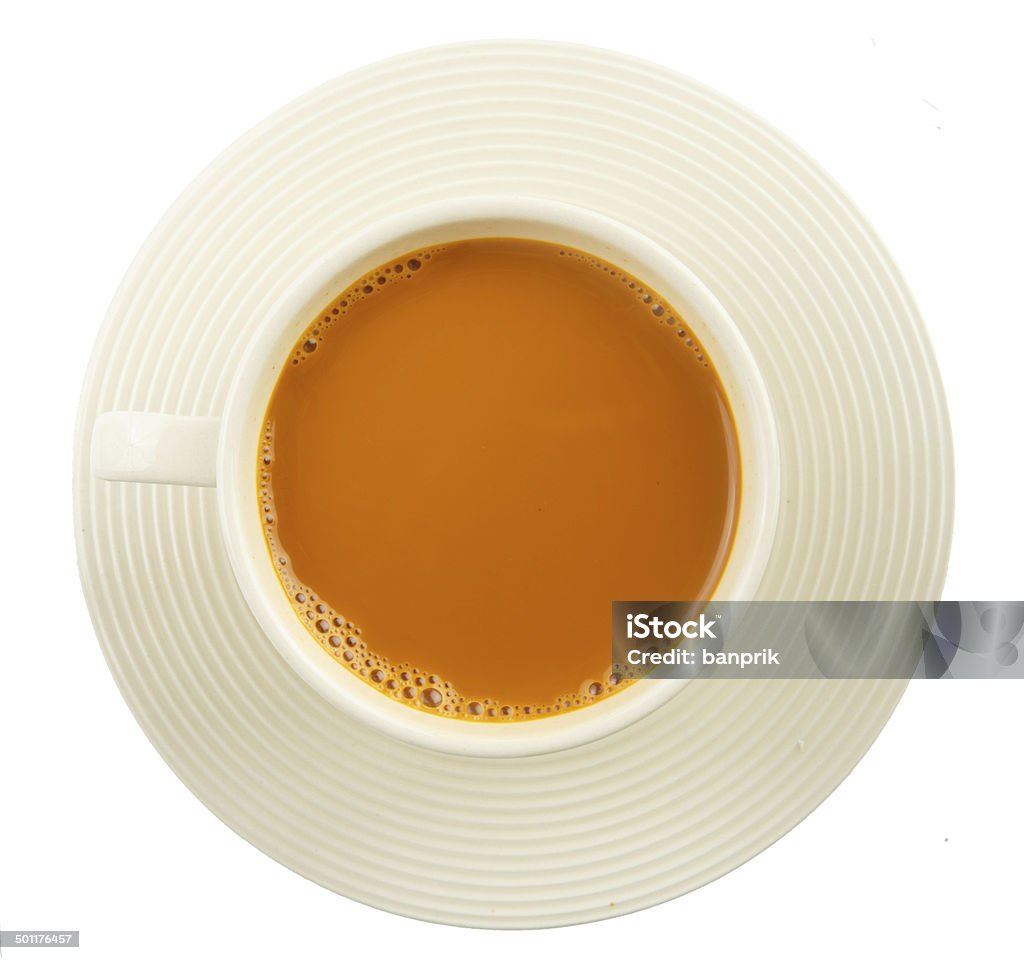 Cup of hot milk tea on white Cup of hot milk tea on white background Breakfast Stock Photo