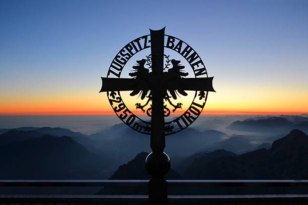Zugspitze, the highest mountain in Germany at sunset
