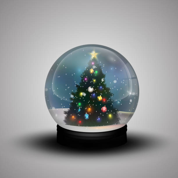 istock Glass dome winter with realistic Christmas snow globe with christmas tree 501191604