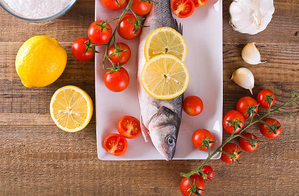 istock Uncooked sea bass. 501191624