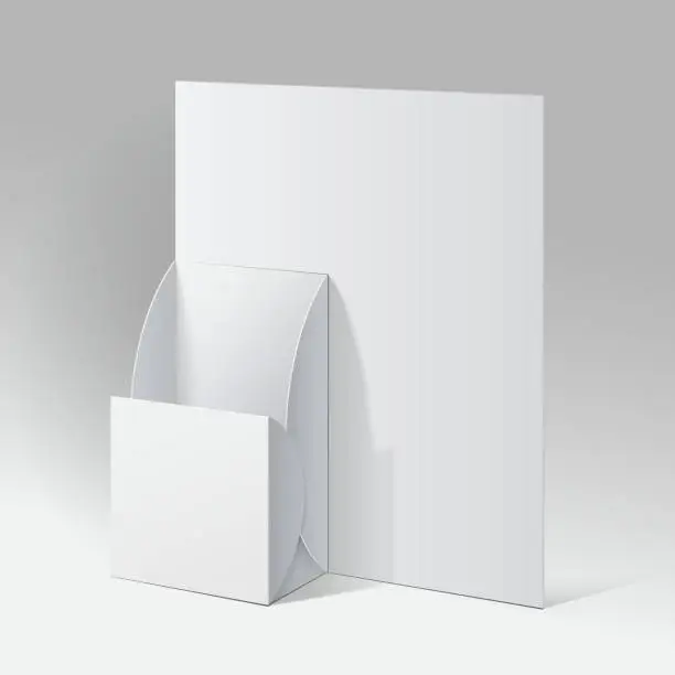 Vector illustration of White Cardboard holder for brochures and flyers.