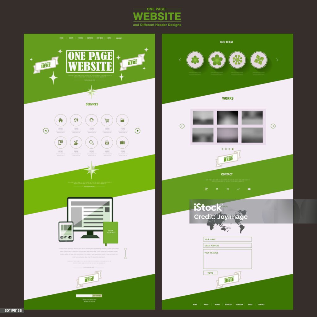 Simple Pages Simplicity One Page Website Template Design Stock Illustration ...