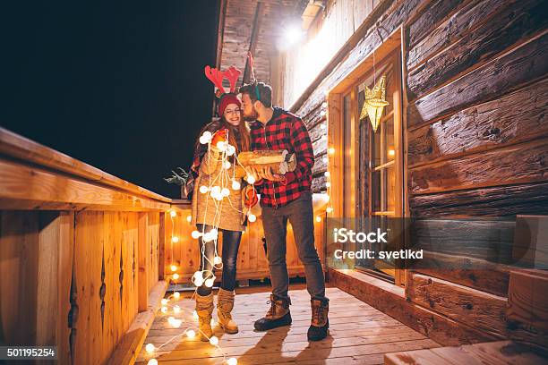 Cozy Christmas Holidays Stock Photo - Download Image Now - Christmas, Night, Village