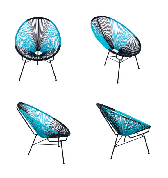 istock Black and Blue Outdoor Leisure Chair Multiple Angles 501195664