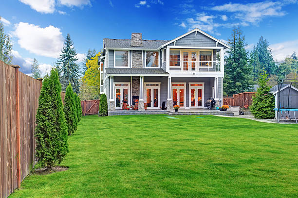 istock Luxury house exterior. Backyard view 501195857