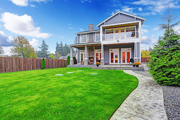 istock Luxury house exterior. Backyard view 501195919
