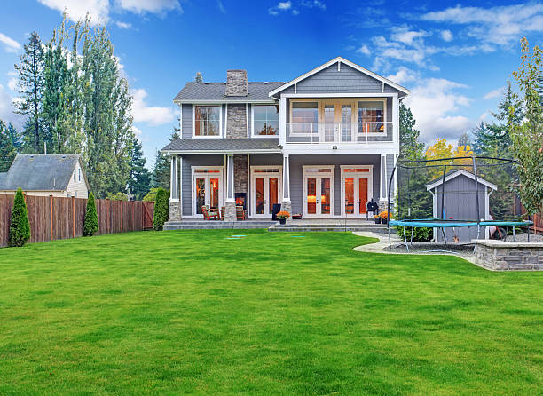 istock Luxury house exterior. Backyard view 501196039