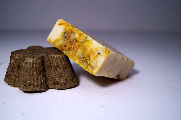 istock Ecological soap with dried flowers and tar soap 501199078