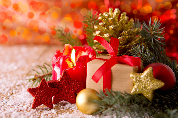 istock Christmas card.Advent candle and decoratipon. 501202450