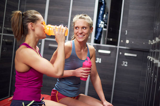 istock Women resting after the training at the gym 501203120
