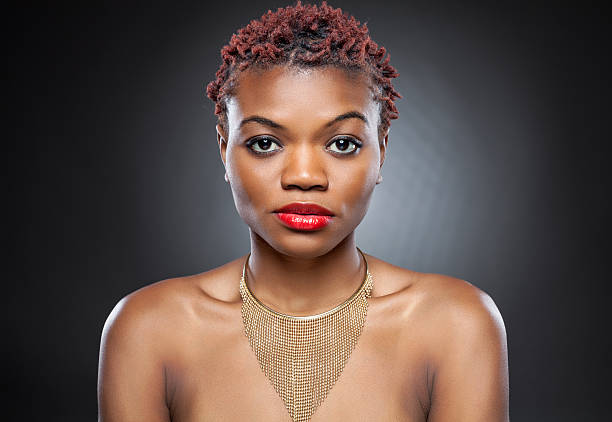 istock Black beauty with short spiky hair 501203588