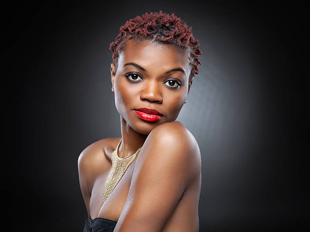 istock Black beauty with short spiky hair 501203900