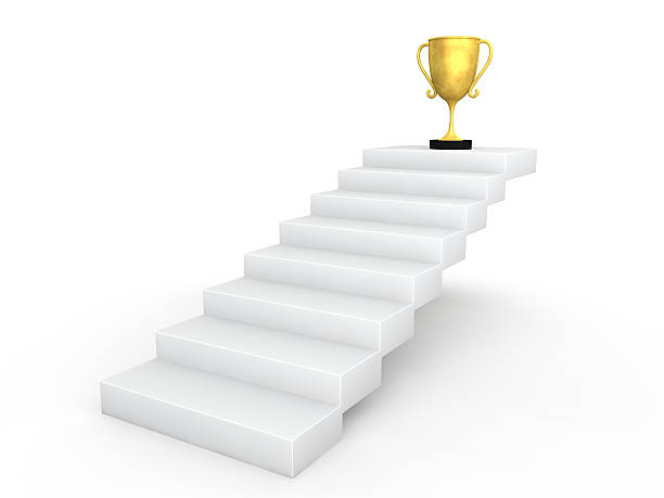 istock 3d stairs to the golden trophy 501206208