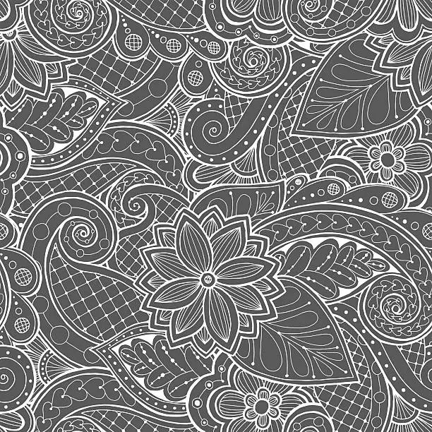 Vector illustration of Doodle pattern with doodles, flowers and paisley.