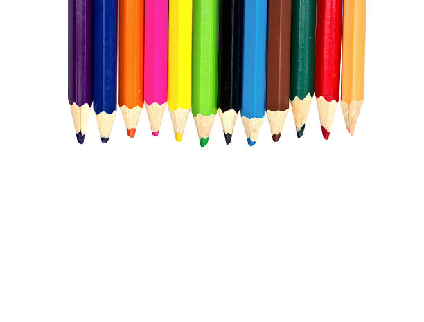 istock Colour pencils  on white background close up 501207055