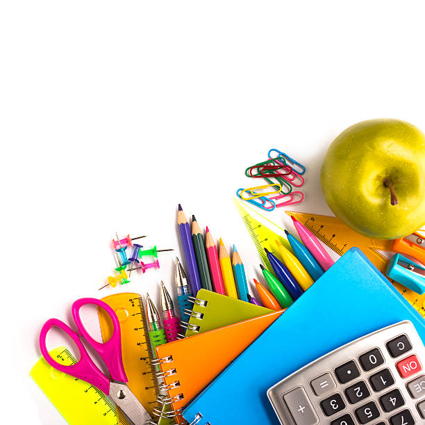 istock School supplies on white background 501208203