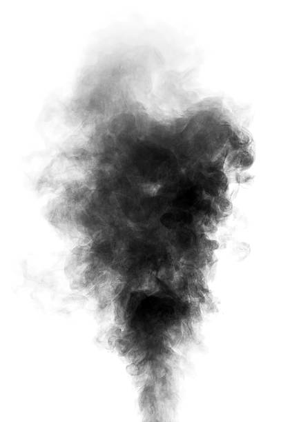 istock Black steam looking like smoke on white background 501210005
