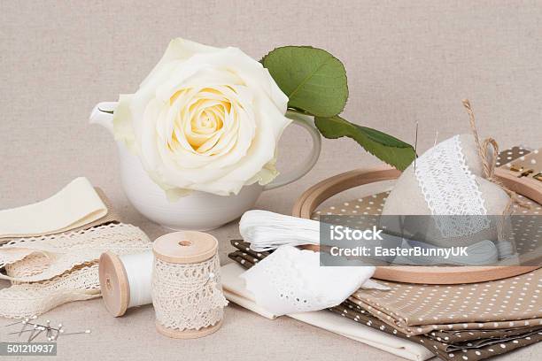Sewing And Embroidery Craft Kit Tailoring Accessories Stock Photo - Download Image Now