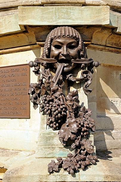 Face and grapes sculpture at the Gower Memorial, Stratford-upon-Avon, Warwickshire, England, UK, Western Europe.