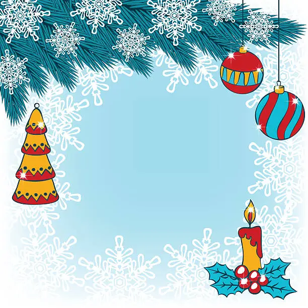 Vector illustration of Christmas light blue background