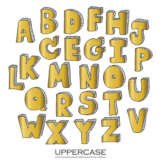 istock Black gold chalk pencil alphabet uppercase letters.Hand drawn wr 501219762