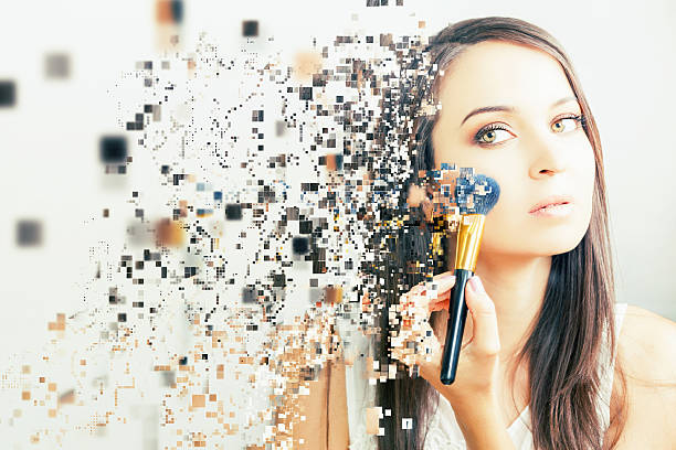 makeup artist woman doing make-up using cosmetic brush for yourself