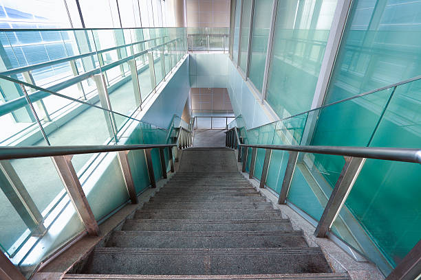 istock Building interior stairway with glass windows 501223456