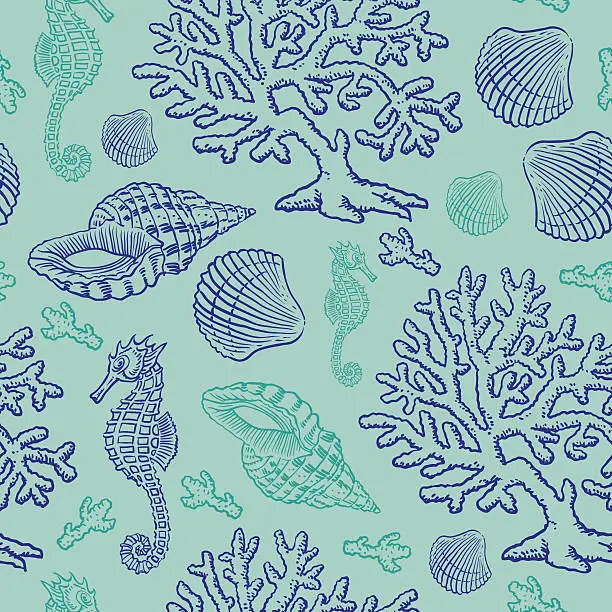 Vector illustration of Under Sea Seamless