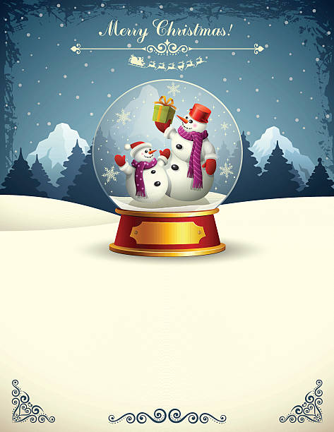 雪だるまをスノーグローブ - santa claus sleigh toy christmas点のイラスト素材／クリップアート素材／マンガ素材／アイコン素材