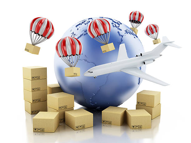istock 3d Earth globe and Cardboard boxes. Delivery concept. 501227088