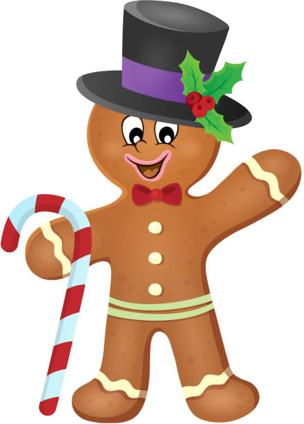 illustrations, cliparts, dessins animés et icônes de homme en pain d'épice thème image 3 - cookie christmas gingerbread man candy cane