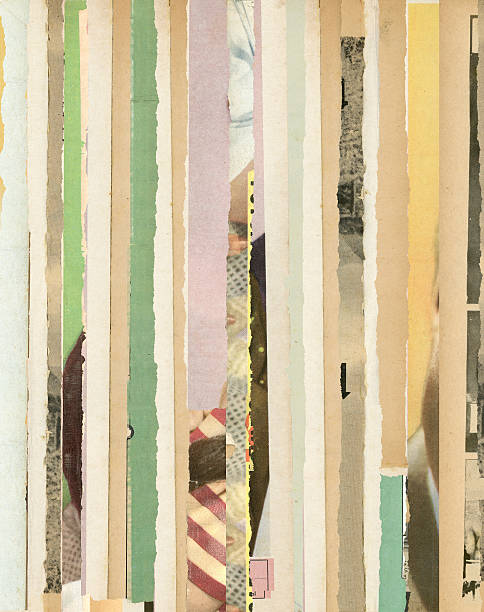 Old torn magazines background 2 Background of old magazines in vertical torn stripes. digital composite stock pictures, royalty-free photos & images