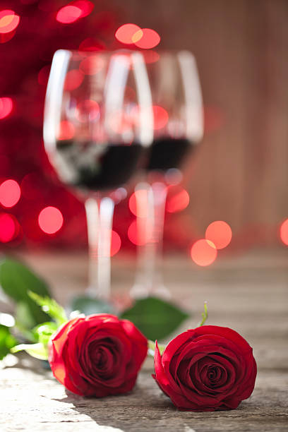 istock Valentine's Day Gift and Wine on Old Wood Background 501231814