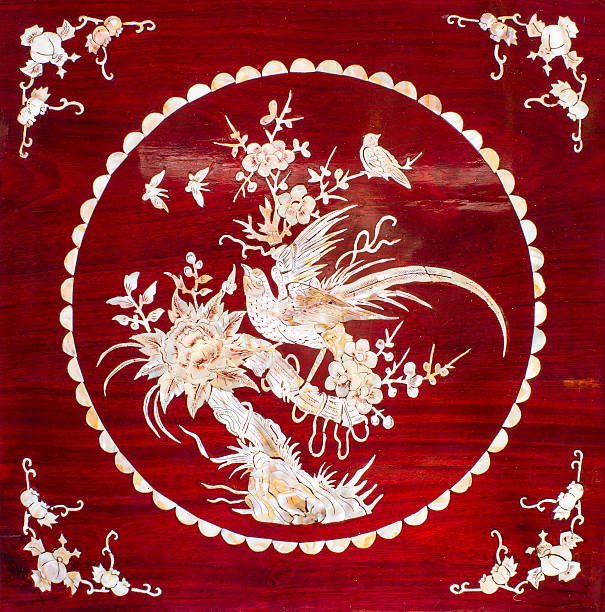 Background carved wooden birds.