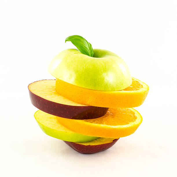 istock Fresh sliced fruits in shape of apple 501234448