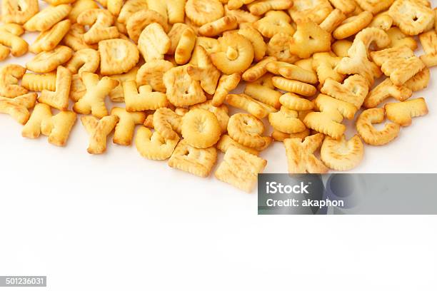 Crackers On A White Background Stock Photo - Download Image Now - Alphabet, Baked, Collection