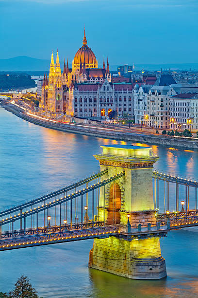 budapeste. - chain bridge bridge budapest cityscape - fotografias e filmes do acervo