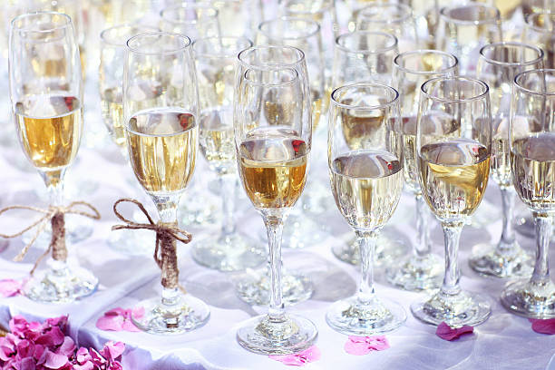 istock Many glasses of wine on table or champagne wedding event 501238105