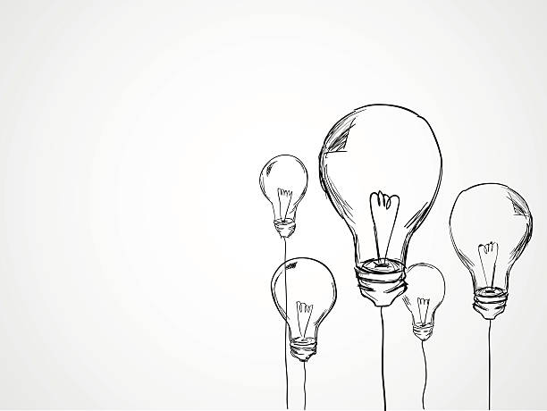 żarówki szkic wektor - inspiration light bulb motivation lighting equipment stock illustrations