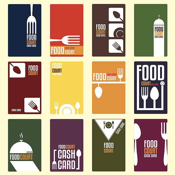 ilustrações de stock, clip art, desenhos animados e ícones de praça de alimentação de cartão.  cartão de menu.  ilustração vetorial - retro revival bar restaurant sign