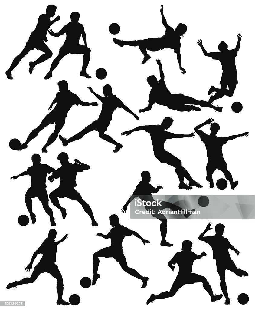 Footballers Stock Illustration - Download Image Now - In Silhouette,  Soccer, Soccer Player - iStock