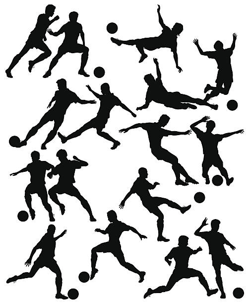 Footballers vector art illustration
