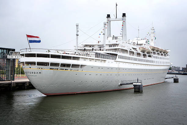 Rotterdam, The Netherlands - June 20, 2014: Vintage cruise ship SS Rotterdam at Maashaven, Rotterdam. SS Rotterdam aka \