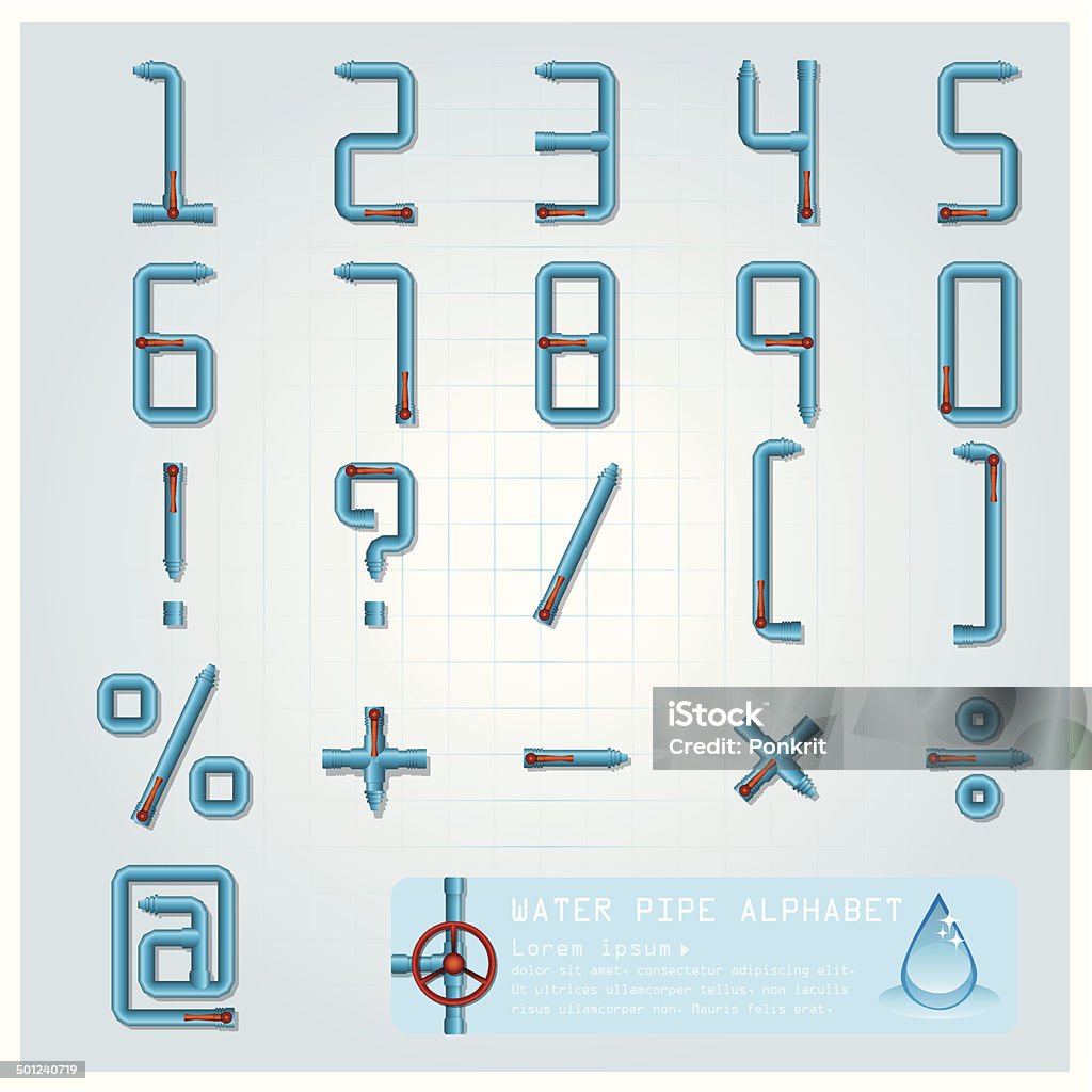 水パイプアルファベット文字のデザインテンプレート - パイプラインのロイヤリティフリーベクトルアート