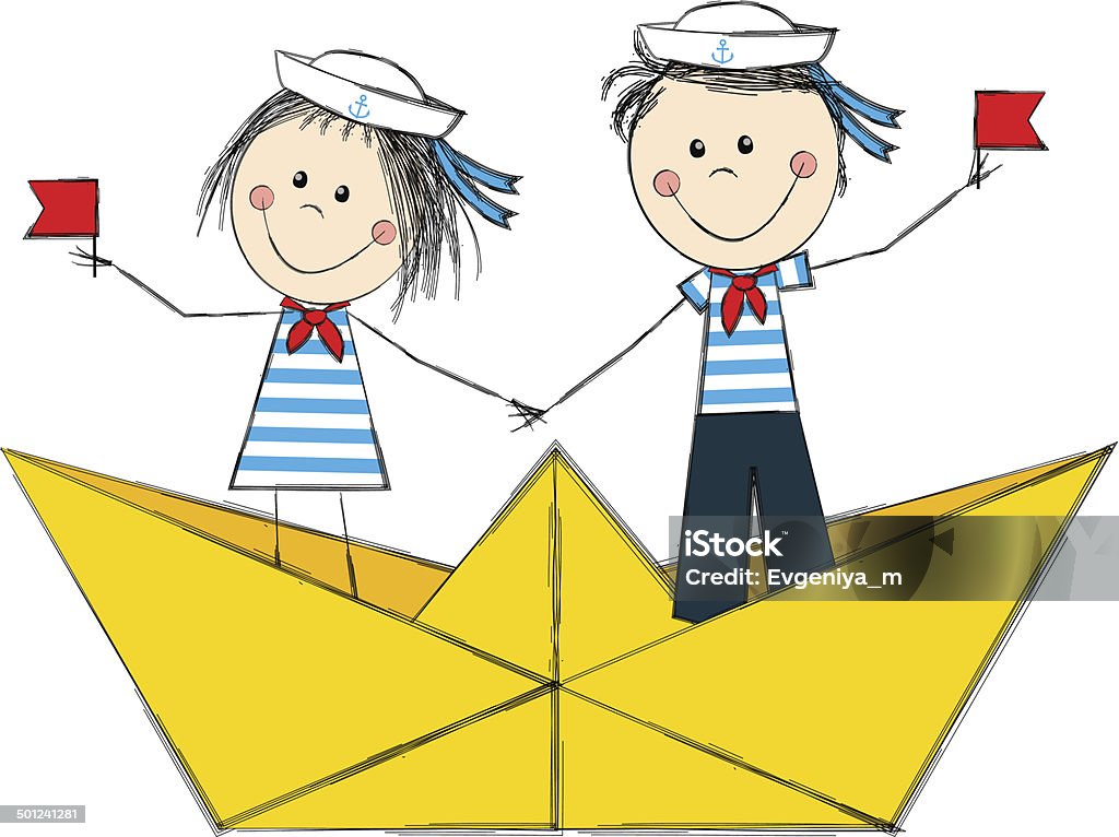 Funny sailors Eps10 file. Boys stock vector