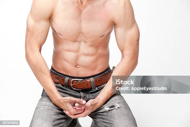 Image Of Muscle Man Posing Stock Photo - Download Image Now - Abdominal Muscle, Adult, Adults Only